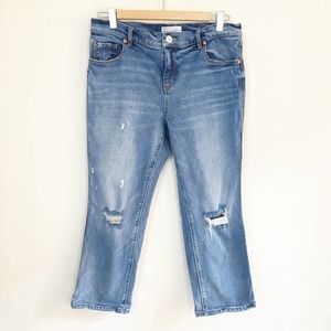 LOFT Straight Crop Distressed High Rise Jeans